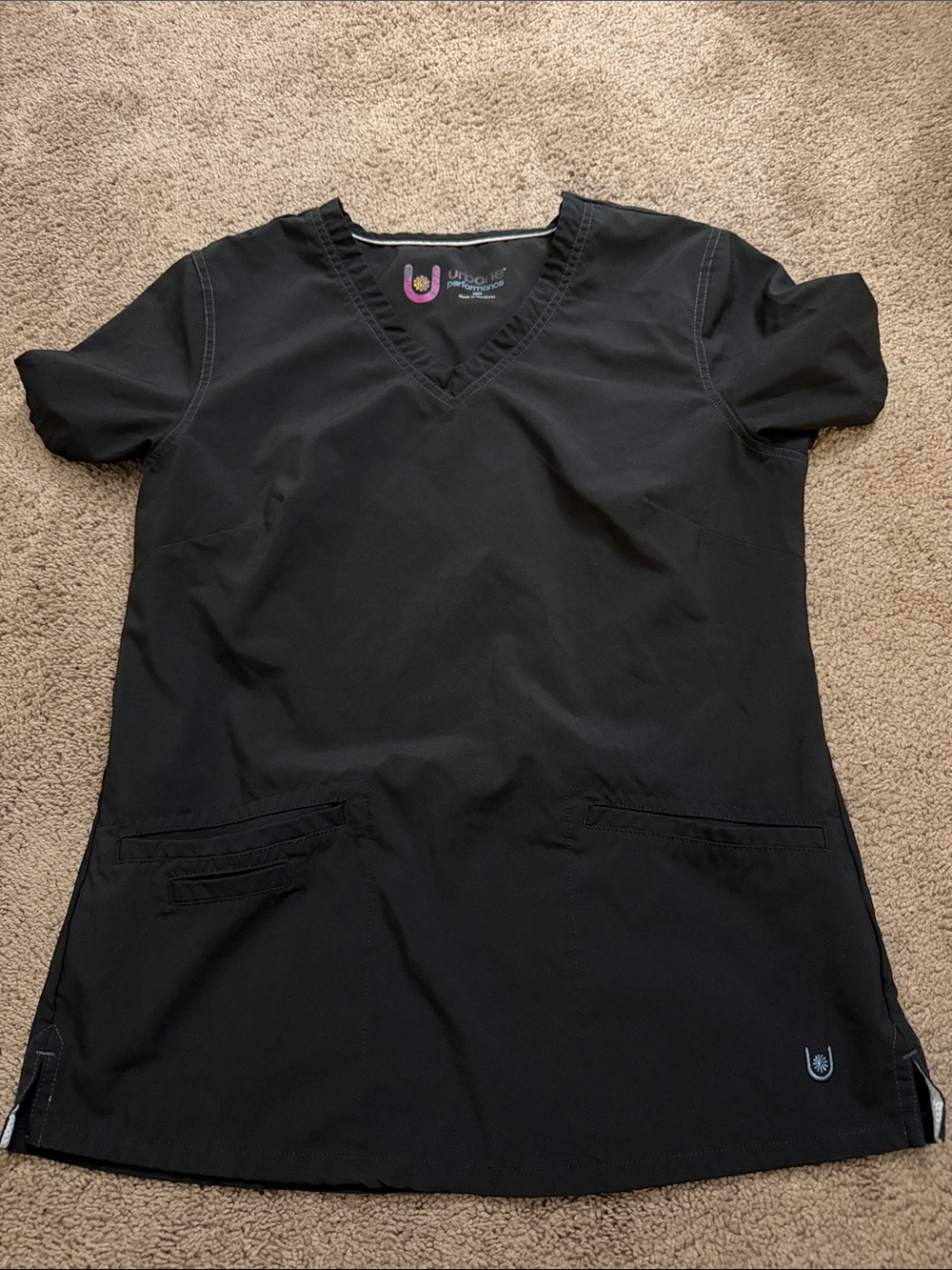 Urbane Black V-Neck Women's Tunic Scrub Top